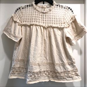Anthropologie Eri & Ali Crochet Lace Distressed Top